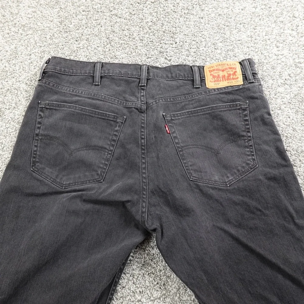 Levis Jeans Mens 38X30 Dark Black Denim Pants 559 Relaxed Straight Baggy Stretch